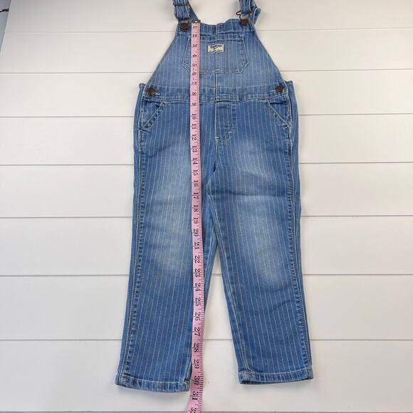 Oshkosh B’gosh Rainbow pinstripe Denim Jean Overalls Size 4T Girls - Picture 5 of 8